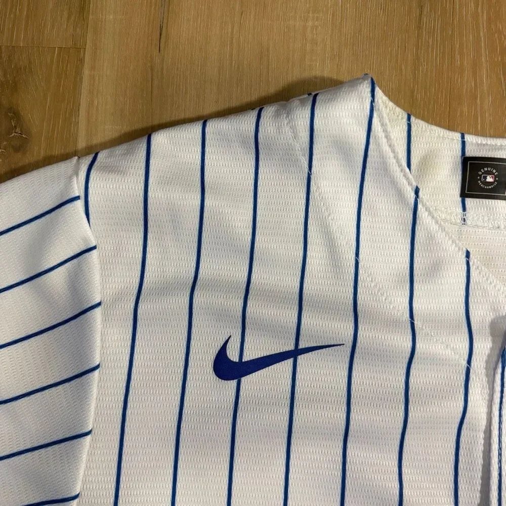 Chicago Cubs Home Womens Pinstripe Jersey White Sz M MLB Baseball Althleisure